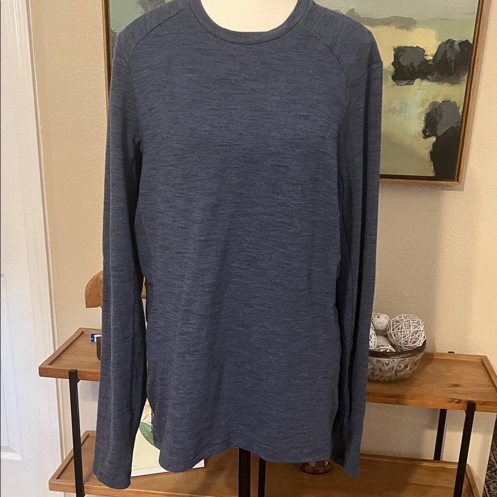 Lululemon Surge Warm Long Sleeve Shirt Moroccan Blue Black Men’s Medium M - Picture 2 of 11